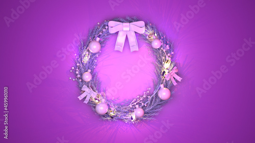 nice beautified christmas chaplet colorful backdrop - computer generated object 3D rendering