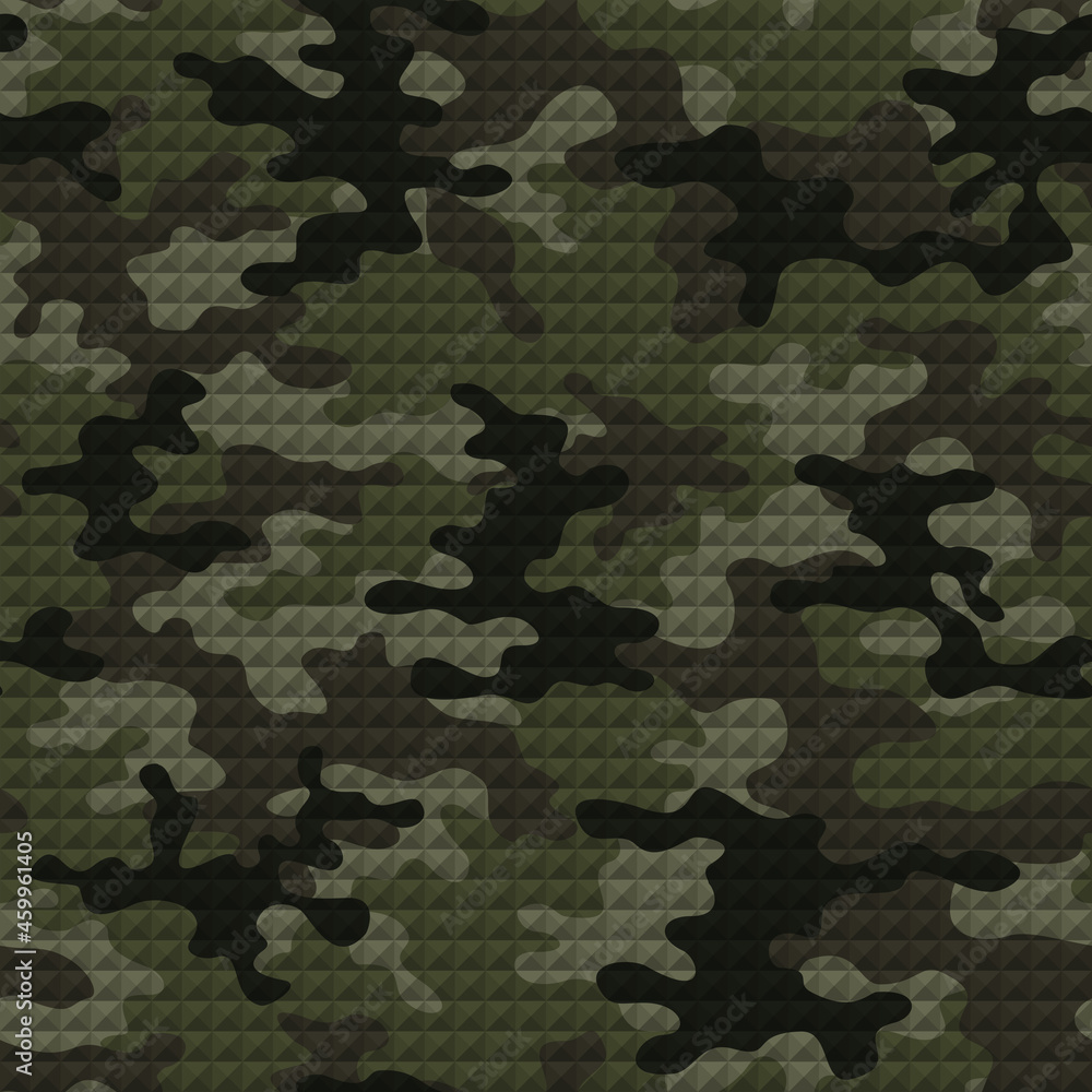 Fototapeta premium Abstract camouflage seamless 3d effect, trendy illustration, modern background.
