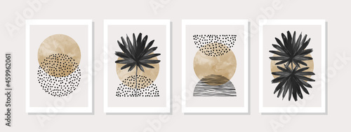 Abstract geometric shapes poster set in 1950s mid century style