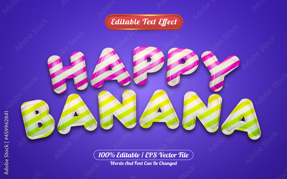 Happy banana editable text effect liquid style
