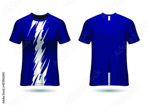 T-Shirt Sport Design. Racing jersey for club. uniform front and back view.