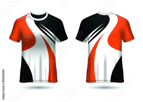 T-Shirt Sport Design. Racing jersey for club. uniform front and back view.