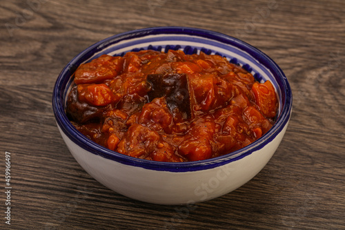 Eggplant saute with tomato and herbs