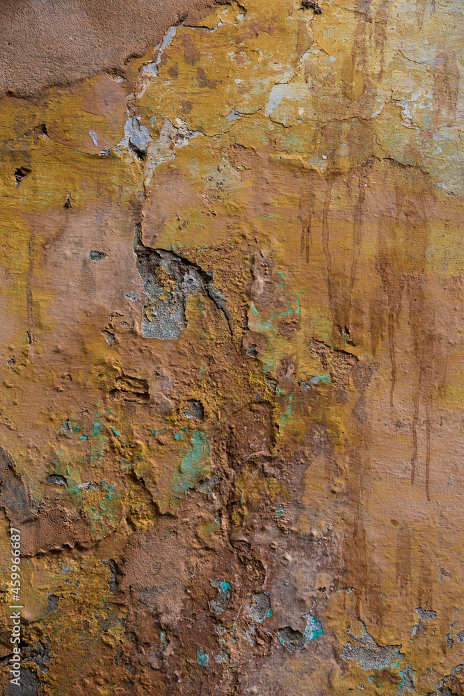 Fototapeta premium Grunge wall of the old house. Texture, background. Cracked concrete vintage wall