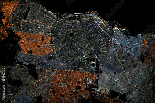 Fototapeta Naklejka Na Ścianę i Meble -  Cities in Argentina at Night. Digital Enhancement. Elements of this image furnished by NASA