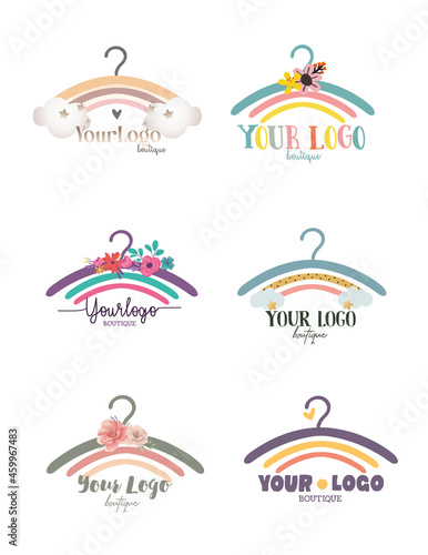 kids fashion boutique logo variants vector set