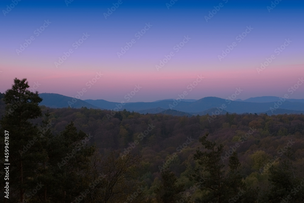Fototapeta premium Morgenrot, Landschaft, Berge