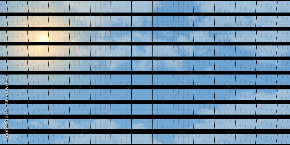 solar panel solar energy reflection with sky and clouds 3D illustration solar panel solar energy reflection with sky and clouds 3D illustration