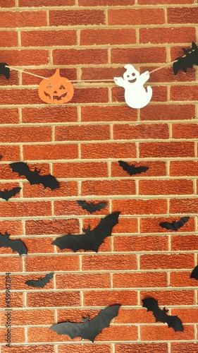 Halloween red brick wall