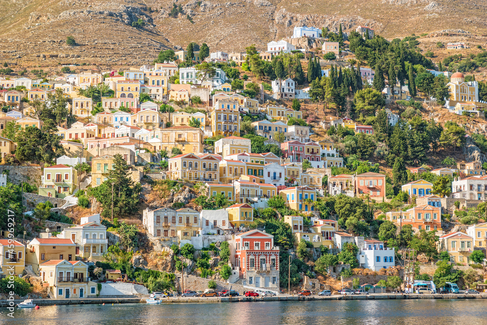 The picturesque island of Simi near Rhodes, part of the Dodecanese island chain, Greece