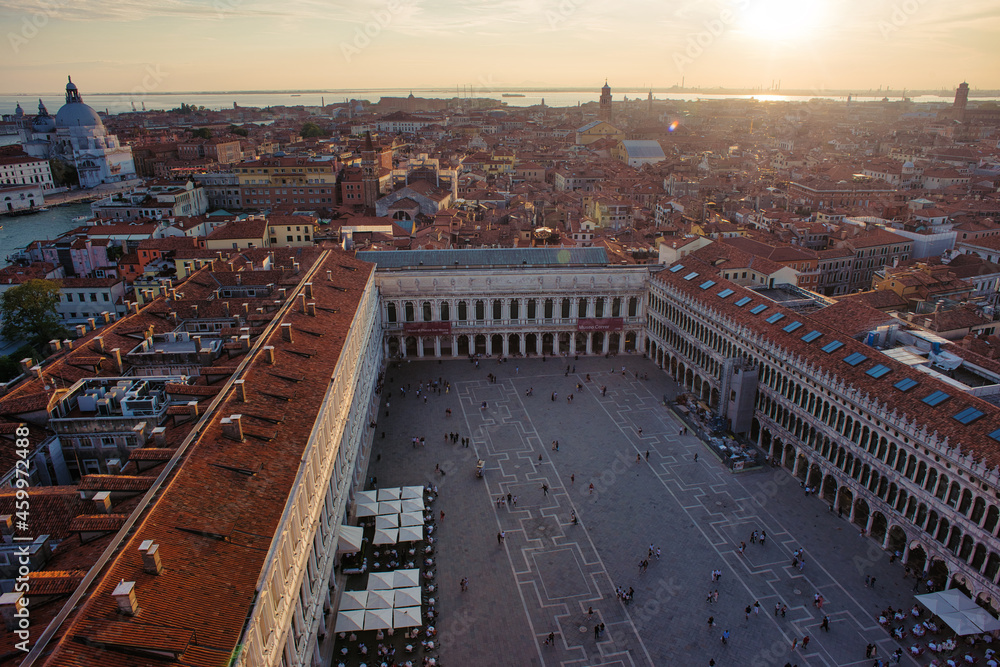 Italy san marco square in venice at sunset