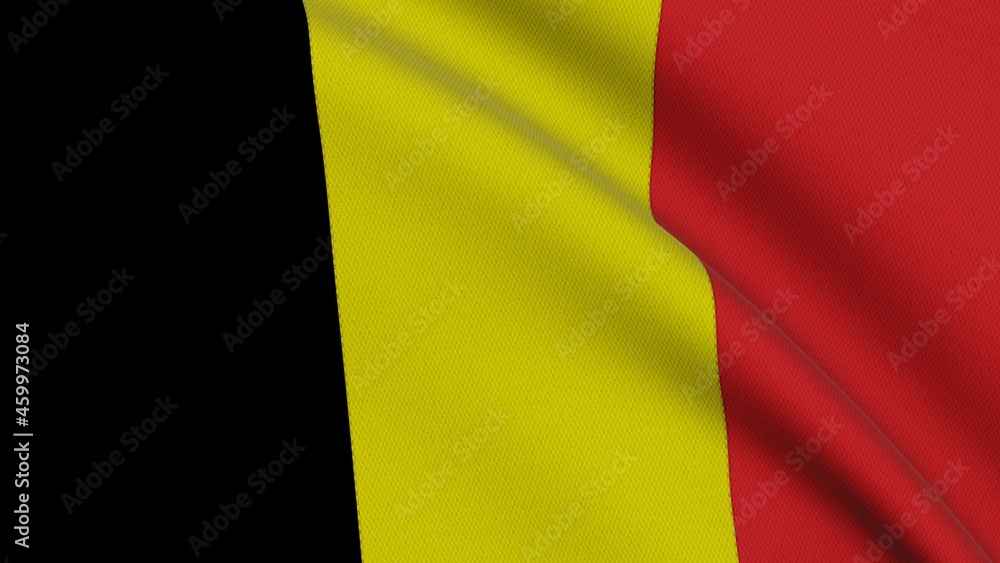 Fototapeta premium Flag of Belgium. Close-up of a flag flying in the wind. 3D rendering 