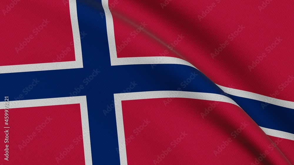 Fototapeta premium Flag of Norway. Close-up of a flag flying in the wind. 3D rendering 