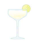 Alcoholic cocktail gimlet in glass with lime slice vector illustration of summer beach drink on white background