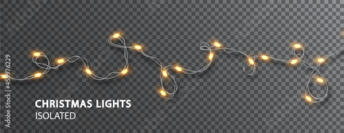 Christmas lights isolated. Glowing led garland on transparent background
