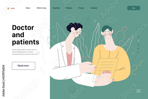 Doctor and patients - medical insurance web template