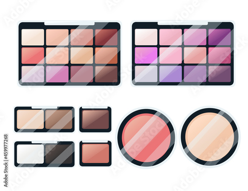 Set of cosmetic palette vector illustration on white background