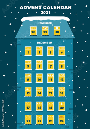 advent calendar house with windows