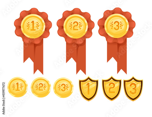 Collection of sign or medallion awards vector illustration on white background