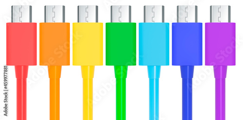 Set of USB-C charging data cables  3D rendering