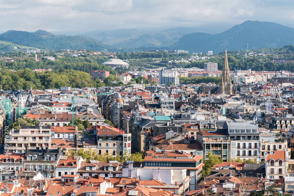 Panoramic view of the city center of San Sebastian, in the Basque Country