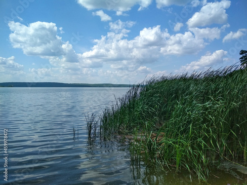 Landscape photo of the reservoir on a clear summer day