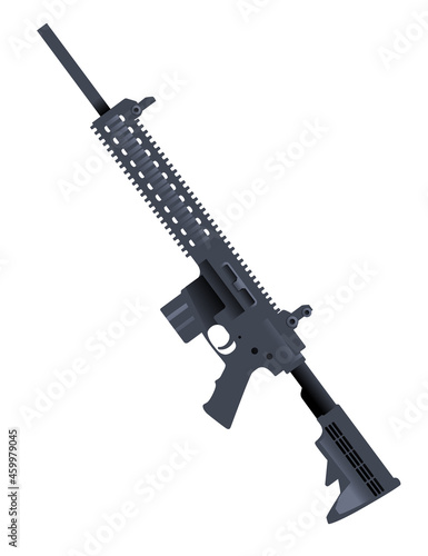 Modern assault rifle cartoon design automatic fire rifle AR 15 vector illustration on white background photo