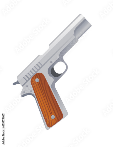 Modern handgun pistol Colt 1911 vector illustration on white background
