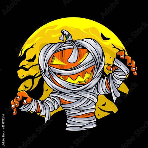 Pumpkin mummy halloween day vector design