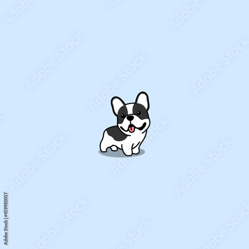 Cute french bulldog puppy cartoon, vector illustration