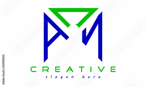 geometric monogram letters ACN logo design vector, business logo, icon shape logo, rectangle squire polygon letters modern unique minimalist creative logo design, vector template