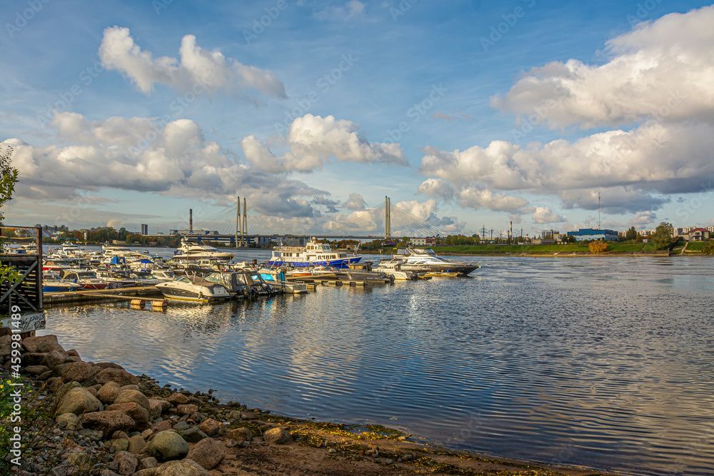  Vostochny Yacht Club on the banks of the Neva River in Rybatsky.