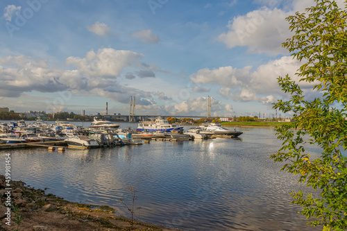 Vostochny Yacht Club on the banks of the Neva River in Rybatsky. © zoya54