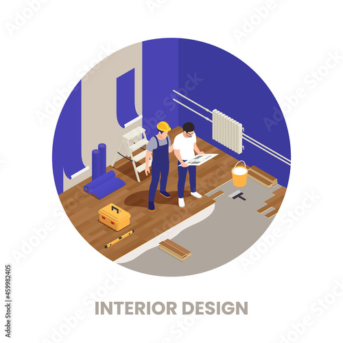 Interior Designer Isometric Composition