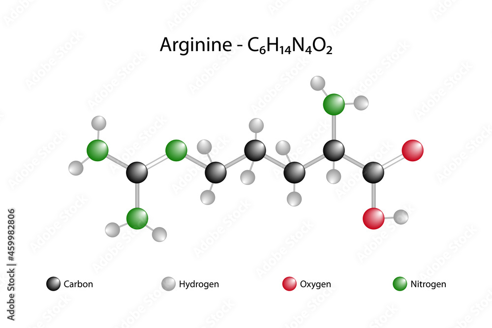 Molecular formula of arginine. Arginine is one of the 20 amino acids