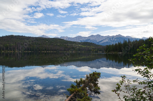 Partially Cloudy Sky over Pyramid Lake in Jasper, AB © RiMa Photography