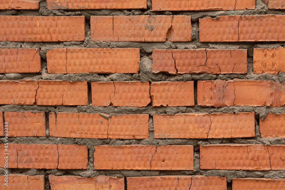 Obraz premium Red bricks texture cracked broken stones brick-wall