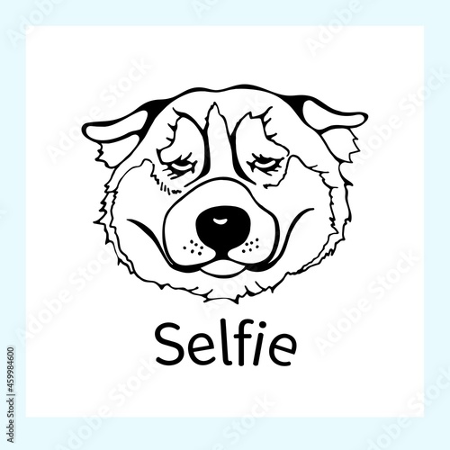 Hand drawn sketch style portrait of Husky isolated on white background. Vector illustration.
