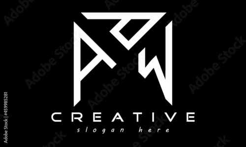 geometric monogram letters APW logo design vector, business logo, icon shape logo, rectangle squire polygon letters modern unique minimalist creative logo design, vector template © gdjubaer1