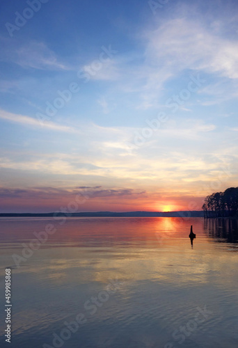 Sunset at Jordan Lake State Park, a poular camping and boating destination near Raleigh NC