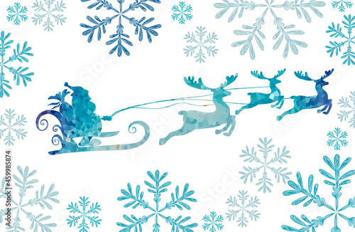 Santa Claus with blue deer. Vector illustration