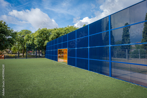 Wallpaper Mural Urban soccer field with artificial turf with orange goal Torontodigital.ca