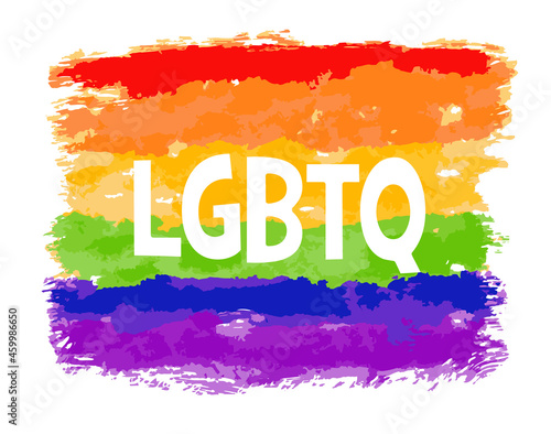 Rainbow flag movement lgbt, flat icon. Symbol of sexual minorities, gays and lesbians. T-shirt print. Mixed media. Vector illustration
