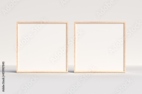 Square wood frame for mockup. 3d rendering.