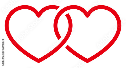 ハートの重なり（赤）