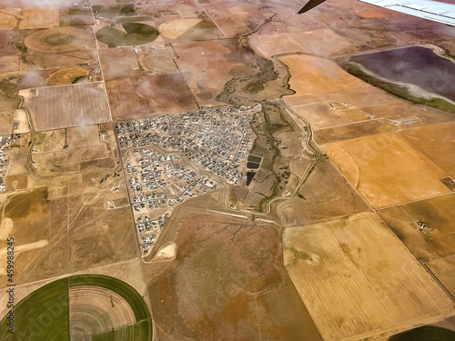 Anaerial shot of Fort  Lupton Colorado and surrounding agricultural area. photo