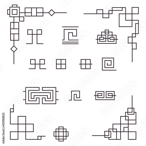 Set of Chinese, Japanese and Asian traditional patterns