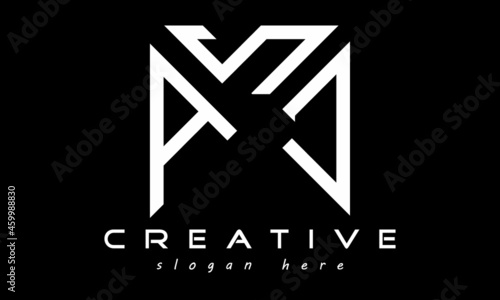 geometric monogram letters ASC logo design vector, business logo, icon shape logo, rectangle squire polygon letters modern unique minimalist creative logo design, vector template