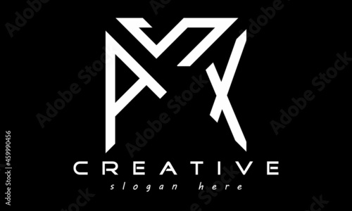 geometric monogram letters ASX logo design vector, business logo, icon shape logo, rectangle squire polygon letters modern unique minimalist creative logo design, vector template photo