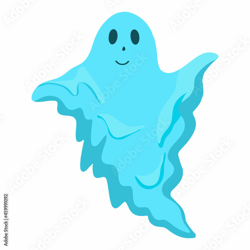 Vector illustration of a cute Halloween ghost. Hand-drawn good ghost. Smiling holiday ghost